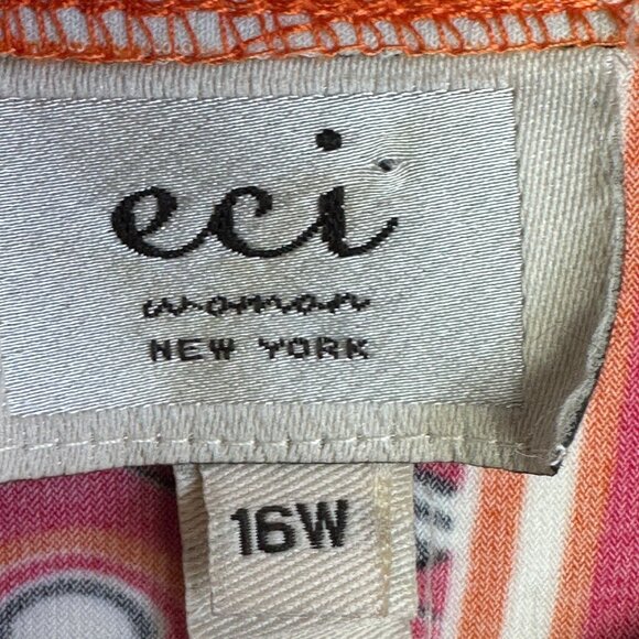 ECI New York Pink Orange Dress 16W Boho Multicolor Print 3/4 Sleeve Shift Dress - Picture 6 of 8